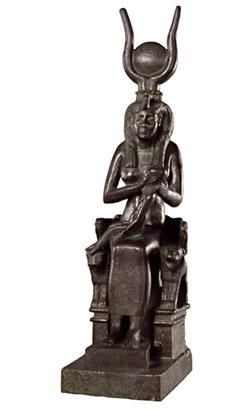 isis isis coarne vacă şi disc solar, braţe horus (perioada trzie egiptului antic)