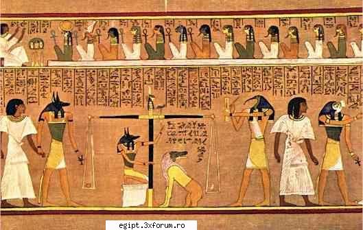 above hunefer kneeling before a table of offerings in adoration , in presence of fourteen gods,